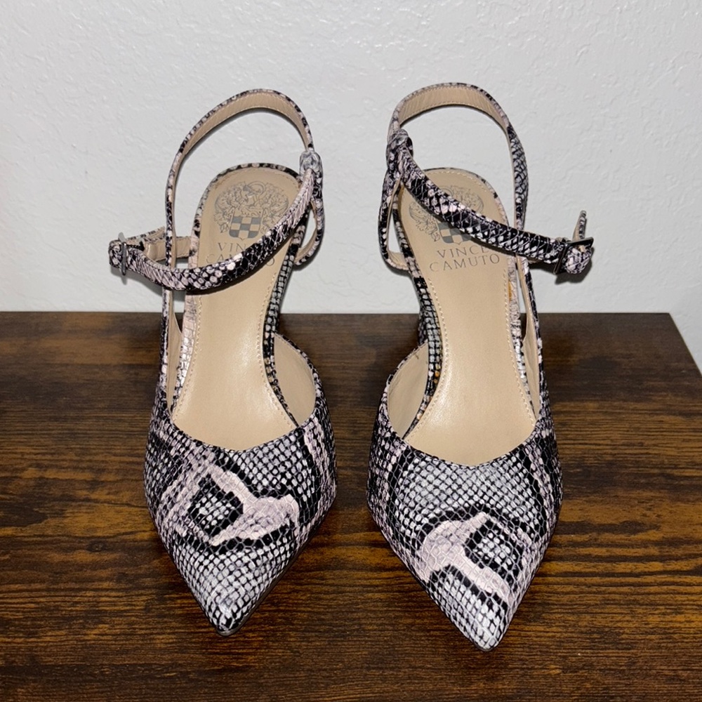 Vince Camuto Black and White Snakeskin Heels
